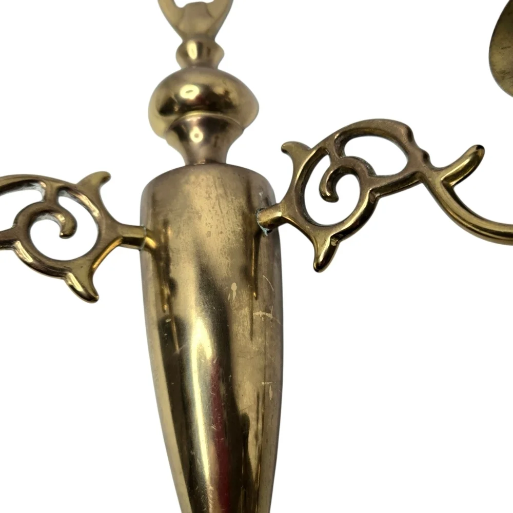 Solid Brass Double Arm Candle Wall Sconces, Set Of 2.